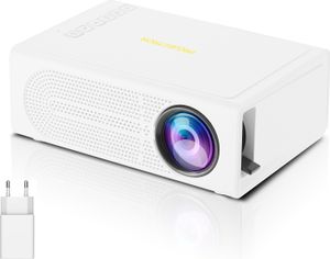 ZELURXX Mini Beamer, Tragbar, kabelgebundenen Bildschirmspiegelung, Unterstützt iOS und Android, Kompatibel mit Laptops/PC/Smartphone, Weiß