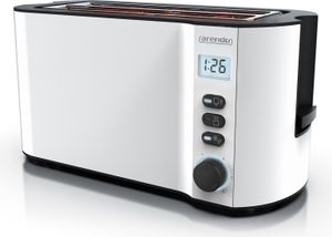 Arendo Toaster, 2 lange Schlitze, für 4 Scheiben, 1500 W, Langschlitz, Brötchenaufsatz, Wärmeisolierendes Gehäuse, Display, weiß