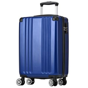 Flieks Trolley Reisekoffer Hartschalenkoffer mit Universalrad, Handgepäck Koffer mit TSA-Schloss, M, 37.5x22.5x56.5cm, Blau