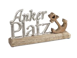 Aufsteller Ankerplatz mit Anker | maritim | Metalldeko auf Holzsockel | 25,5x14 cm