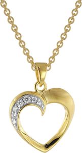 trendor 51816 Herzanhänger Gold 333 / 8K mit vergoldeter Silberkette, 45 cm