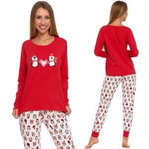 Moraj Damen Schlafanzug Weihnachten Langarm + Pyjamahose 4800-005, Farbe: Rot, Große: XL