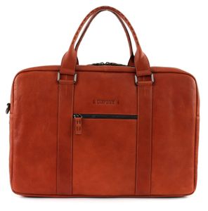 CAMP DAVID Leder Reisetasche Umhängetasche mit Laptopfach Mount McKinley Weekender Orange braun