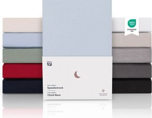 Blumtal® Premium Jersey Topper Boxspringbett Spannbettlaken 180x200cm -  , Superweiches 100% Baumwolle Bettlaken, bis 10cm Topperhöhe, Hellblau