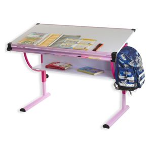 Kinderschreibtisch Schülerschreibtisch CARINA in rosa pink, Schreibtisch höhenverstellbar und neigungsverstellbar