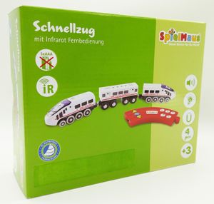 SpielMaus Holzeisenbahn Schnellzug 3teilig mit Infrarot-Steuerung