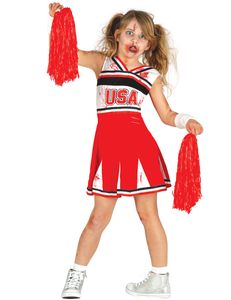 Zombie Cheerleader Kostüm für Mädchen Gr. 110-146, Größe:140/146
