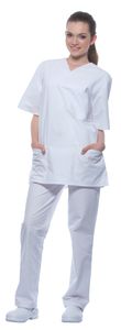 Berufshose uni OP-Bekleidung Schwesternhose Pflegerhose Hose Pflegerinnen, Farbe:weiß, Größe:Damen 34/36