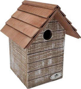 Dehner Natura Premium Wildvogel Nistkasten Monaco, Vogelhaus / Vogelnistkasten für Wildvögel, robust/zum Aufhängen, ca. 19.5 x 26 x 19.5 cm, Kiefernholz, braun