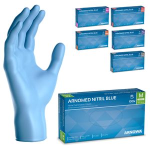 ARNOMED Einweghandschuhe Blau, Nitril Handschuhe 100 Stk, Einmalhandschuhe Gr XS-XXL, Einweg Handschuhe latex- & puderfrei - Gr. M