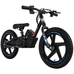 Kinder Balance Bike 16 Zoll | Elektrofahrrad 250 Watt - 21V 5.4Ah - Scheibenbremsen (Schwarz/Blau)
