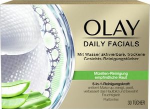OLAY Daily Facials 5-in-1 trockene Mizellen-Reinigungstücher für empfindliche Haut 30 Stück