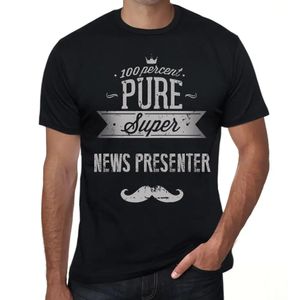 Herren Grafik T-Shirt 100%ige Super-Nachrichtenmoderatorin – 100% Pure Super News Presenter – Öko-Verantwortlich Vintage Jahrgang Kurzarm Lustige