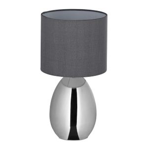 relaxdays Nachttischlampe mit Touch silber