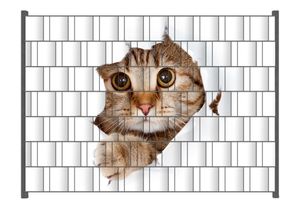 Wallario Zaunsichtschutz mit Motiv Katze mit Blick nach vorn für Ein- und Doppelstabmatten Zäune in der Größe 200 x 140 cm