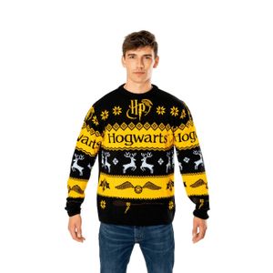 Harry Potter - Pullover für Herren/Damen Uni - weihnachtliches Design BN5238 (XL) (Schwarz/Gelb)