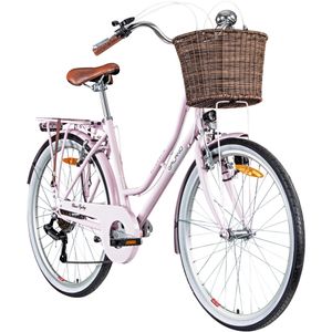 Galano Belgravia Damenfahrrad ab 145 cm retro Fahrrad 26 Zoll mit tiefem Einstieg und 6 Gängen für Damen und Mädchen, Farbe:pink, Rahmengröße:15 Zoll