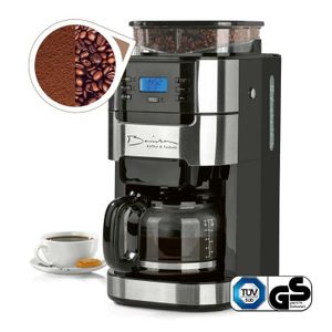 Barista Filterkaffeemaschine Kaffeemaschine mit verstellbarem Mahlwerk & Glaskanne Warmhaltefunktion, 24h Timer & Permanentfilter Für 10 Tassen Kaffee