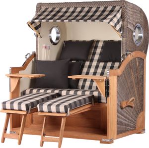 Strandkorb - bene living - Königssee Teak Bullauge - PE grau - Modell 505 - inkl. Liftersystem