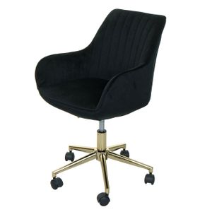 Bürostuhl HWC-J62, Drehstuhl Schreibtischstuhl Lehnstuhl Stuhl, Samt mit Armlehne goldenes Fußkreuz  schwarz