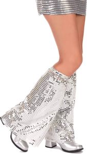 Disco Beinstulpen mit Pailletten für Erwachsene silber
