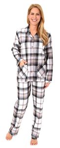 Damen Flanell Pyjama Schlafanzug in edlen Karodesign - auch in Übergrössen 201 95 243