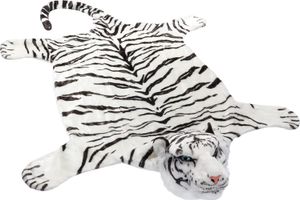 BRUBAKER Tigerfell weiß - 215 cm x 120 cm - Bettvorleger Kaminvorleger Teppich