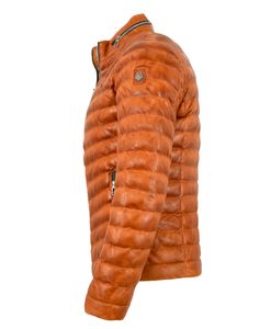 Milestone - Herren Echtleder Lederjacke Steppjacke Lammnappa hell orange