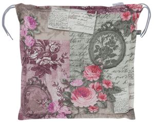 Sitzkissen Hocker Rom 0798 rosa-grau Blumen Landhaus 50x50x6 cm KETTtex