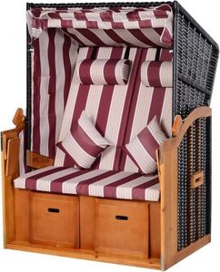 PureHaven Strandkorb 118x79x150 cm für 2 Personen elegantes Design inkl. Rücken- und Sitzkissen verstellbare Rückenlehne Klapptische und Fußstützen