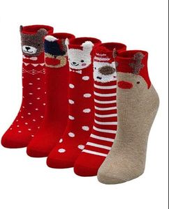 Weihnachtssocken Kinder Mädchen Socken Tiere Muster Bunte Lustige Strümpfe aus Baumwolle Größe XL, 5 Paare