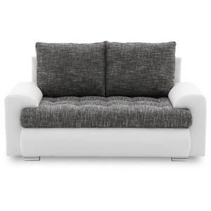Sofa TOKIO VIII 160x96 mit Schlaffunktion - Farben zur Auswahl - Bettkästen - STOFF LAWA 17 + SOFT 17 Dunkelgrau&Weiß