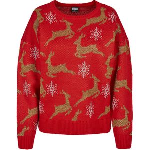 Dámský svetr Urban Classics Ladies Oversized Christmas Sweater red/gold - XL