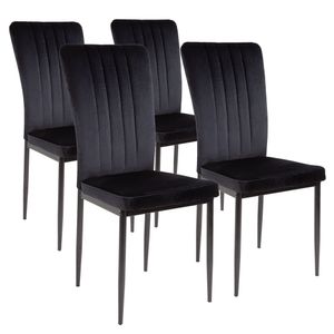 Albatros Stoličky do jedálne so zamatovým poťahom sada 4 MODENA, čierna - štýlový vintage dizajn, elegantné čalúnené stoličky k jedálenskému stolu - kuchynské stoličky alebo stoličky do jedálne s vysokou nosnosťou
