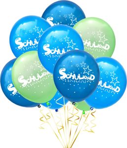 Oblique Unique 10x Luftballons Schuleinführung Einschulung Schulanfang Deko Schulkind und Stern Motive - Farbmix