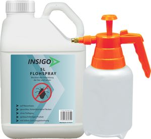 INSIGO 5L + 2L Sprüher Anti-Flohspray, Mittel gegen Flöhe, Flohschutz, Katzenfloh, Hundefloh, Insektenschutz, gegen Ungeziefer & Parasiten, Innen & Außen