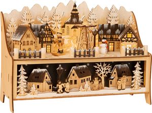small foot 11790 Lampe Winterdorf mit Pyramide aus Holz, mit LED-Beleuchtung und Weihnachtspyramide, Weihnachtsdeko
