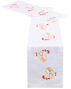 Betz Oster-Tischband Tischläufer weiß Größe 20x160 cm mit Stickerei Hennen