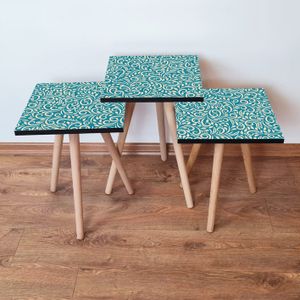 Skye Decor, 3Shp171 - Blue, Satztisch (3 Stück), Blau, 100 % MDF, 35 x 35 x 52 cm