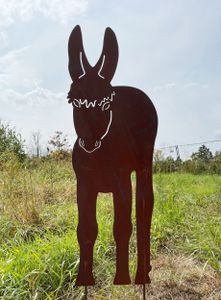 Esel von vorne 80x28cm zum Stecken Gartenstecker Edelrost Gartendeko Wetterfest Rost Gartenfigur Metall Rostfigur Tier Maultier Pferd Pony