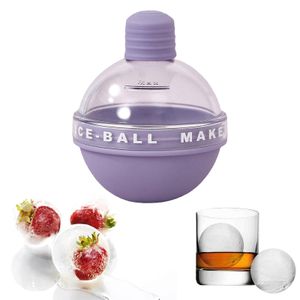Eiswürfelbereiter, Silikon, rund, große Kugelform, Eiswürfelform mit Trichterdeckel für Whiskey, Cocktails, Säfte, Milch, Violett