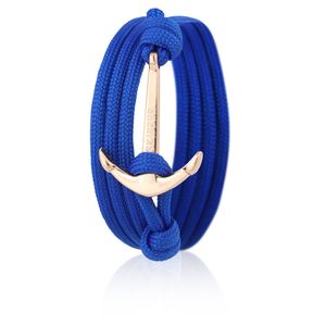 Skipper Anker-Armband Wickelarmband Nylon in Blau mit Goldenem Anker 6579