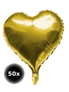 Herz Folienballons, ca. 45 cm, Gold, 50 Stück