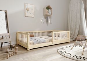 TIMBEE Alfi Kinderbett 100x200cm Bett Holz Unlackiert Einzelbett Kinder Kiefernholz
