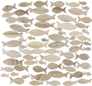 72 Fische Holz natur Kommunion Konfirmation Taufe maritim Streuteile Tisch Deko, Menge:1 Pack