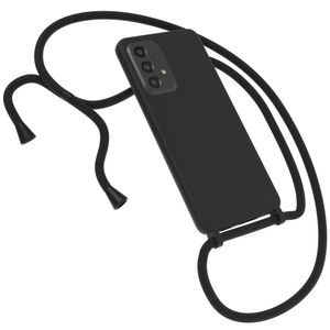EAZY CASE Premium Silikon Handykette kompatibel mit Samsung Galaxy A53 5G Handyhülle mit Umhängeband, Handykordel mit Schutzhülle, Silikonhülle, Hülle mit Band, Schwarz