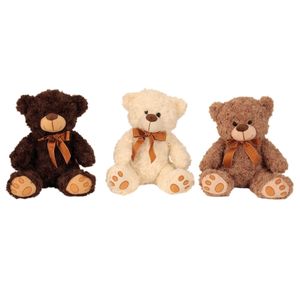 3 Stück Teddybär mit Schleife 26 cm Braun Creme Dunkelbraun