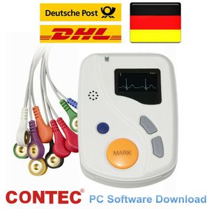 CONTEC TLC6000 Dynamischer 12-Kanal-48-Stunden-EKG-Holter-Monitorrekorder USB-PC-Software EKG-Analysator coloe OLED-Bildschirm