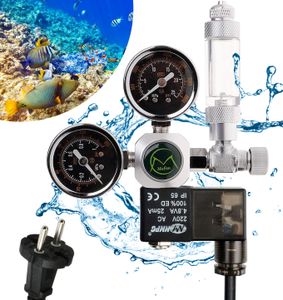 CO2 Druckminderer Aquarium, CO2 Druckregler mit 2 Manometer, Magnetventil und Blasenzähler für Aquarium