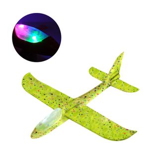 Létající kluzák Letadla s bleskem LED světlo 18,9" pěna letový režim házení letadlo akrobatické letadlo venkovní sportovní hračka dárek pro děti 3 4 5 6 7 let starý chlapec zelená